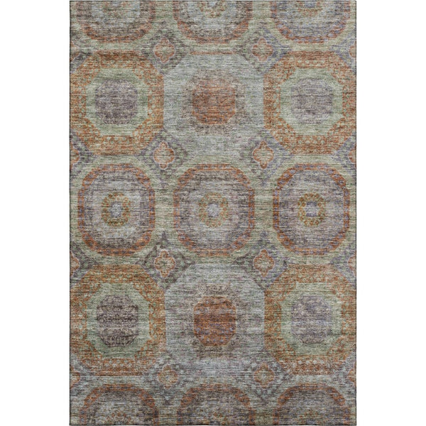 HomeRoots 9' X 12' Geometric Washable Area Rug in Rust, Charcoal & Beige - UV Protected & Stain-Resistant Design 688569