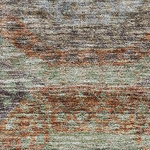 HomeRoots 9' X 12' Geometric Washable Area Rug in Rust, Charcoal & Beige - UV Protected & Stain-Resistant Design 688569