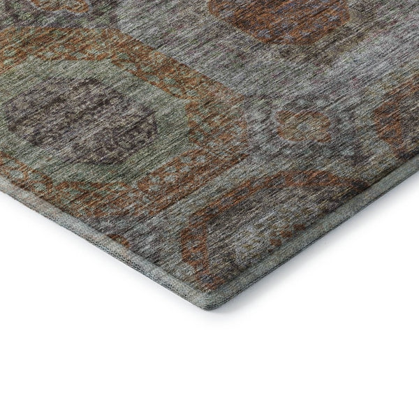 HomeRoots 10' X 14' Modern Geometric Area Rug in Rust, Charcoal & Beige - Washable, UV Protected & Stain-Resistant 688570