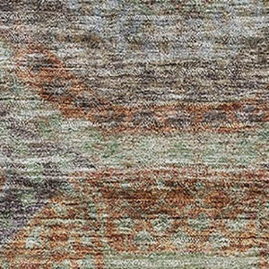 HomeRoots 10' X 14' Modern Geometric Area Rug in Rust, Charcoal & Beige - Washable, UV Protected & Stain-Resistant 688570