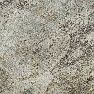 HomeRoots 5' X 8' Stylish Linen Gray & Silver Abstract Area Rug - Washable, UV Protected & Ideal for High-Traffic Areas 688572