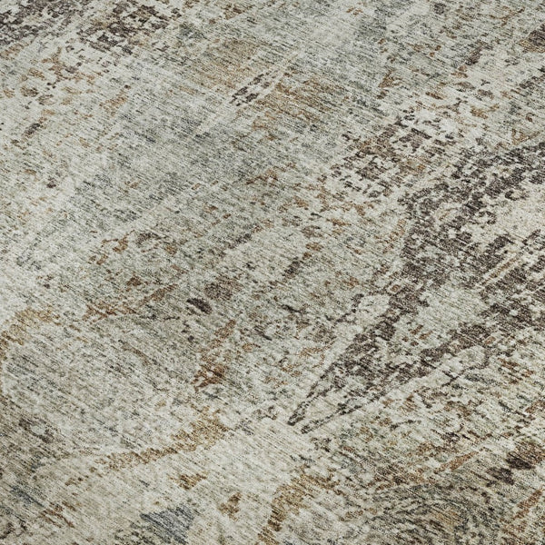 HomeRoots 5' X 8' Stylish Linen Gray & Silver Abstract Area Rug - Washable, UV Protected & Ideal for High-Traffic Areas 688572