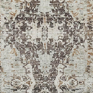 HomeRoots 8' Stylish Linen Gray & Silver Abstract Round Rug - Washable, UV Protected, Durable for Homes 688573