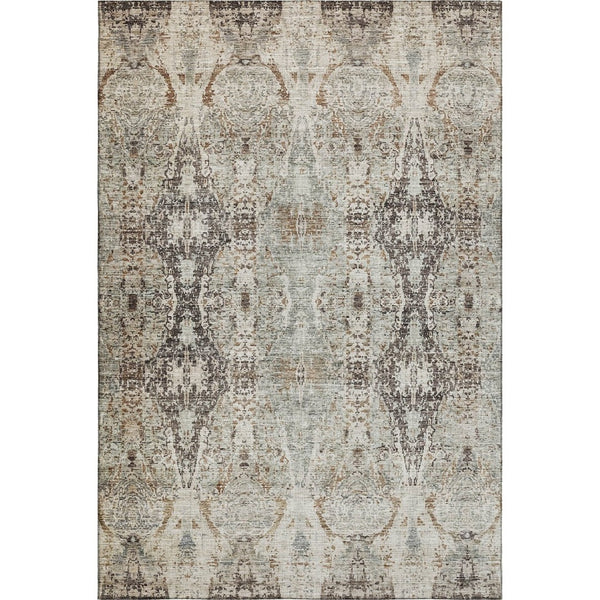 HomeRoots 10' X 14' Linen Gray & Silver Abstract Area Rug - Stain Resistant, UV Protected & Machine-Woven Design 688576