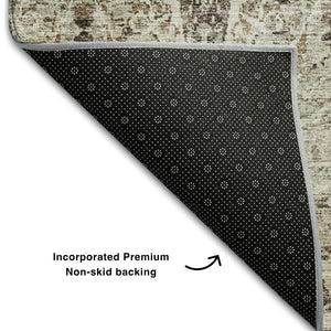 HomeRoots 10' X 14' Linen Gray & Silver Abstract Area Rug - Stain Resistant, UV Protected & Machine-Woven Design 688576