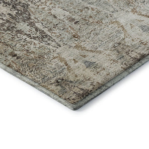 HomeRoots 10' X 14' Linen Gray & Silver Abstract Area Rug - Stain Resistant, UV Protected & Machine-Woven Design 688576