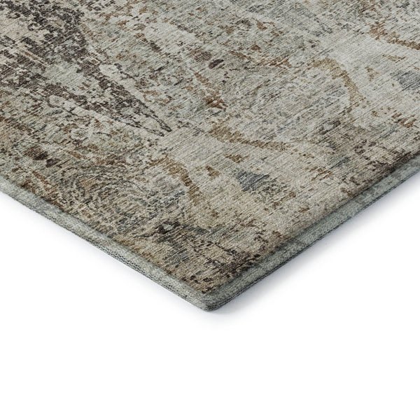 HomeRoots 10' X 14' Linen Gray & Silver Abstract Area Rug - Stain Resistant, UV Protected & Machine-Woven Design 688576