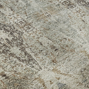 HomeRoots 10' X 14' Linen Gray & Silver Abstract Area Rug - Stain Resistant, UV Protected & Machine-Woven Design 688576