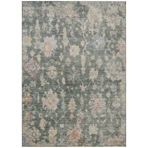 HomeRoots 10' Floral Washable Area Rug in Artichoke Green, Beige & Rust - Durable Indoor/Outdoor Design, Easy Care 688584
