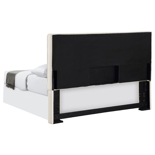 English Elm Sand Fabric Upholstered Headboard Rounded Silhouette for Queen Full Bedroom B062P153879