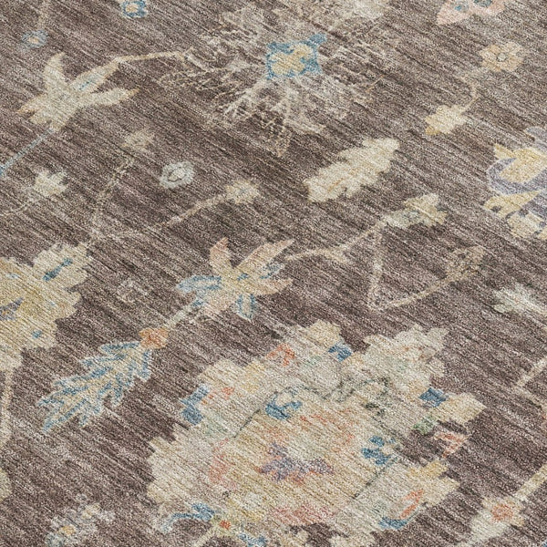 HomeRoots 8' X 10' Stylish Chocolate Beige & Blue Floral Washable Rug for Indoor/Outdoor Durability & Charm 688588