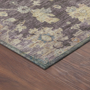 HomeRoots 10' Stylish Eggplant Beige & Blue Floral Washable Indoor/Outdoor Area Rug – Durable & Versatile! 688596