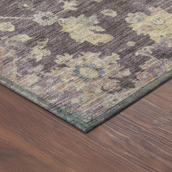 HomeRoots 10' Stylish Eggplant Beige & Blue Floral Washable Indoor/Outdoor Area Rug – Durable & Versatile! 688596