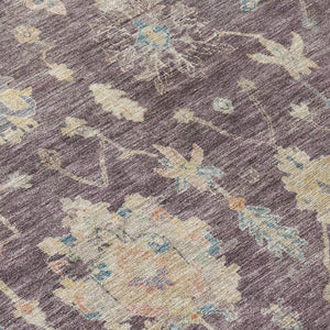 HomeRoots 10' Stylish Eggplant Beige & Blue Floral Washable Indoor/Outdoor Area Rug – Durable & Versatile! 688596