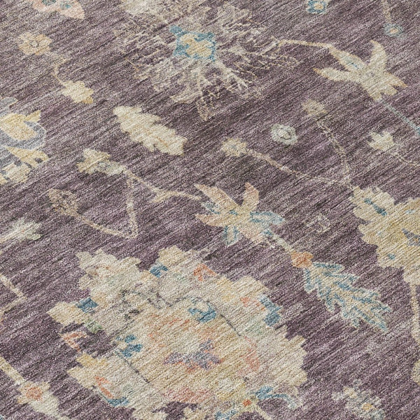 HomeRoots 10' Stylish Eggplant Beige & Blue Floral Washable Indoor/Outdoor Area Rug – Durable & Versatile! 688596