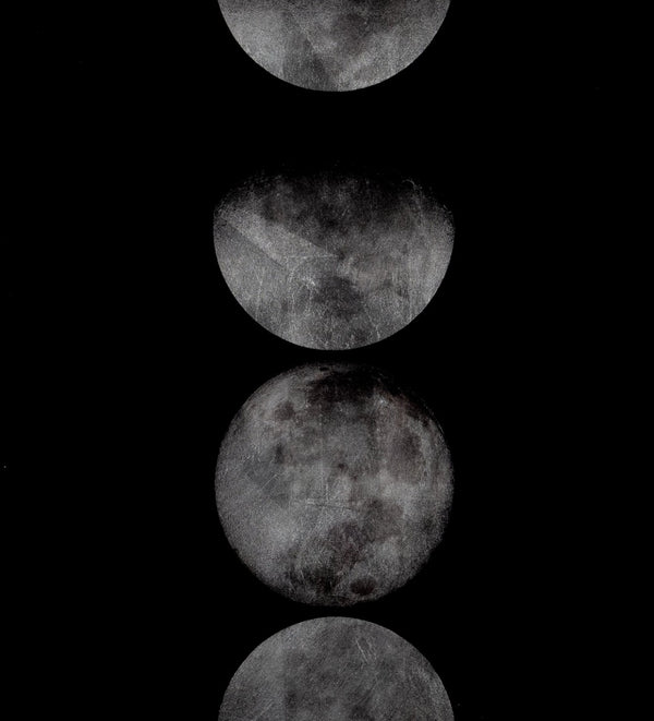 Sunpan MOON Phases Luxe Art Landscape - 72" x 30" Charcoal Frame with Silver Leaf Accents for Elegance A0330