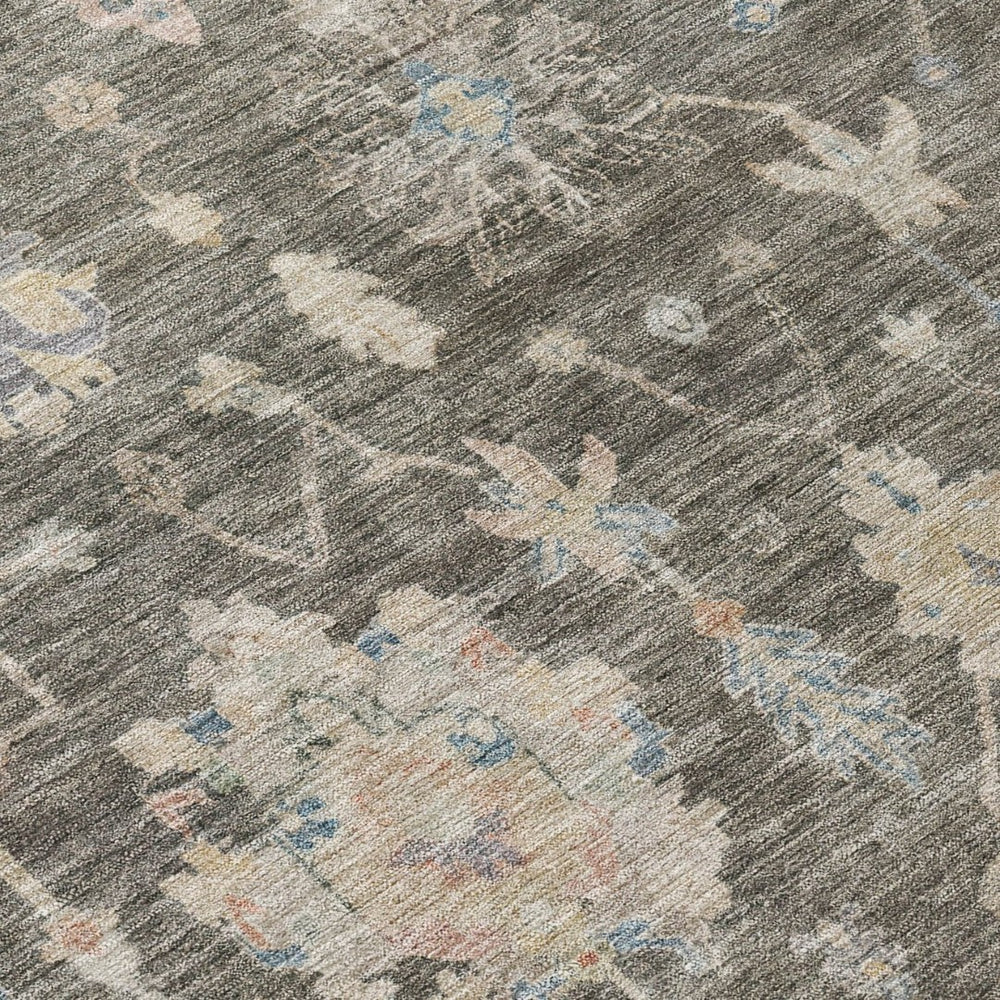 HomeRoots 8' X 10' Gray Beige Blue Floral Rug - Durable, Washable Design for Indoor & Outdoor Spaces! 688606