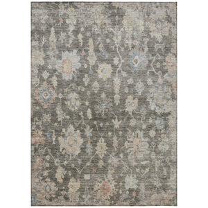 HomeRoots 10' Gray Beige & Blue Floral Washable Area Rug - Durable, Versatile for Indoor/Outdoor Spaces! 688608