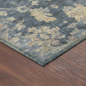 HomeRoots 8' Timeless Floral Round Area Rug in Navy Blue, Beige & Rust - Durable, Washable for Indoors & Outdoors 688611