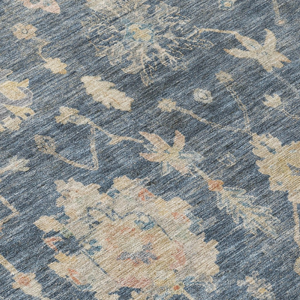 HomeRoots 8' X 10' Navy Beige Rust Floral Washable Area Rug - Durable Indoor/Outdoor Design for High Traffic Spaces 688612