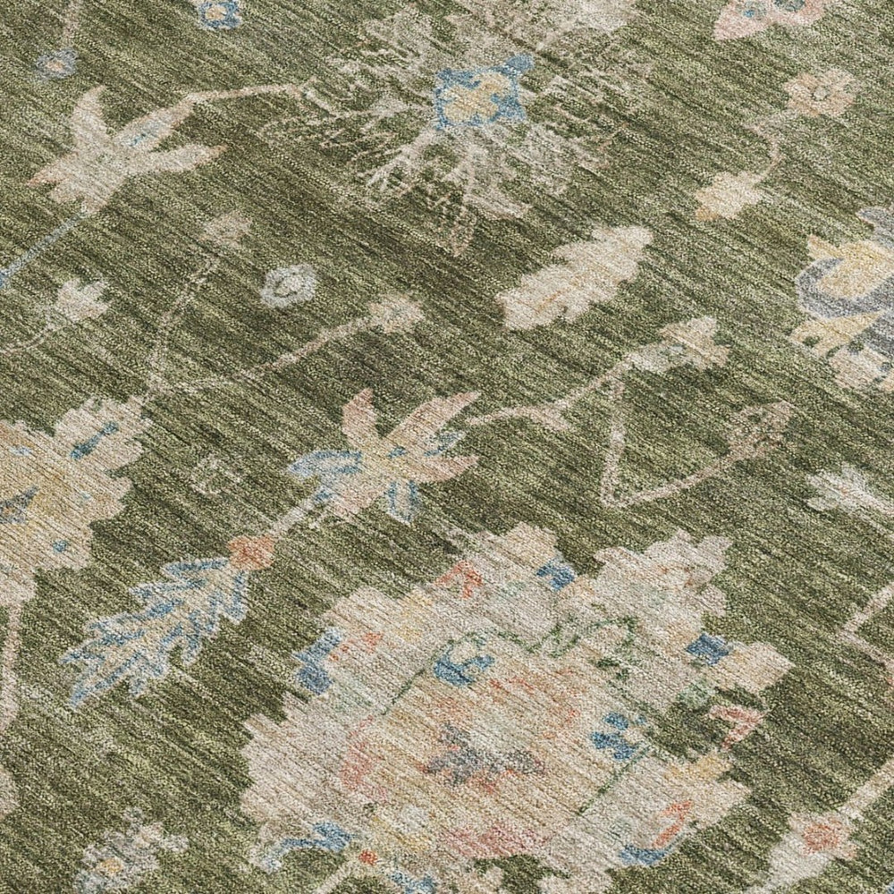 HomeRoots 10' Washable Floral Area Rug in Olive Green, Beige & Blue – Perfect for Indoor & Outdoor Spaces! 688620