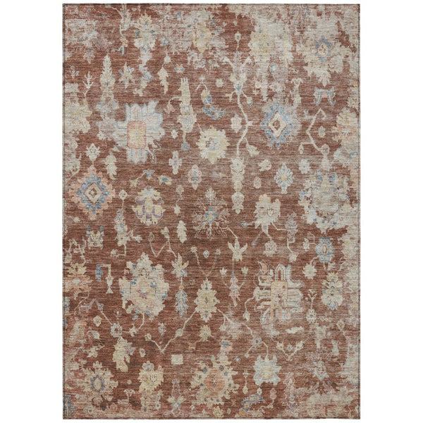HomeRoots 9' X 12' Rustic Floral Washable Area Rug - Durable Indoor/Outdoor Design for High-Traffic Spaces 688625