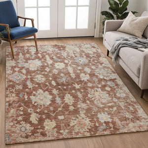 HomeRoots 9' X 12' Rustic Floral Washable Area Rug - Durable Indoor/Outdoor Design for High-Traffic Spaces 688625