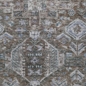 HomeRoots 5' X 8' Chocolate and Denim Blue Medallion Area Rug - Durable, Washable, Stylish for Indoor & Outdoor Use 688634