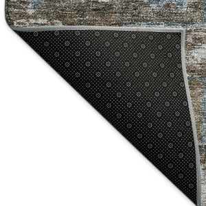 HomeRoots 8' X 10' Medallion Washable Rug in Chocolate & Denim Blue - Perfect for Indoor & Outdoor Use! 688636