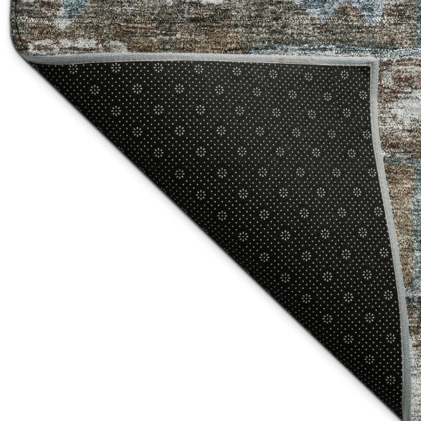 HomeRoots 8' X 10' Medallion Washable Rug in Chocolate & Denim Blue - Perfect for Indoor & Outdoor Use! 688636
