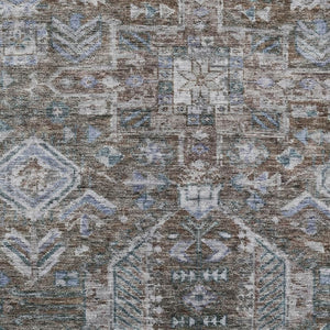 HomeRoots 9' X 12' Chocolate and Denim Blue Medallion Area Rug - Durable, Washable for Indoor & Outdoor Use! 688637