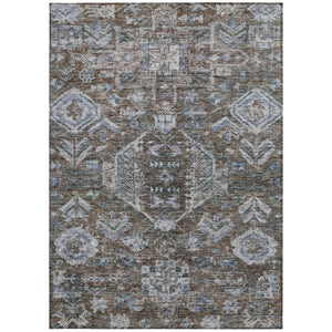 HomeRoots 10' X 14' Chocolate & Denim Medallion Rug – Washable, Durable Indoor/Outdoor Area Rug for All Spaces 688638