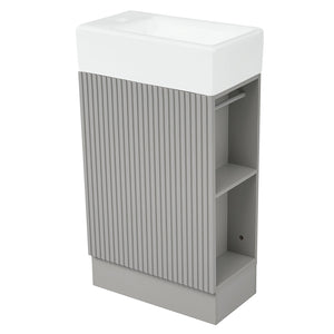 English Elm 18.6" Bathroom Vanity with Sink and Ceramic Top, MDF Cabinet with Door, TP Holder & Shelf Grey N725P212181E