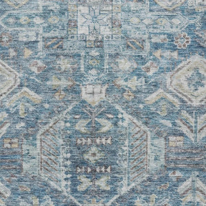 HomeRoots 8' X 10' Denim Blue & Ivory Medallion Rug – Stylish, Washable, Indoor/Outdoor for High-Traffic Areas 688642