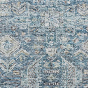 HomeRoots 9' X 12' Stylish Denim Blue and Ivory Medallion Area Rug - Durable, Washable for Indoor & Outdoor Use! 688643