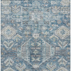 HomeRoots 9' X 12' Stylish Denim Blue and Ivory Medallion Area Rug - Durable, Washable for Indoor & Outdoor Use! 688643