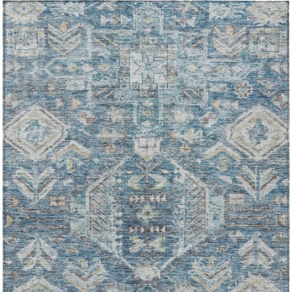 HomeRoots 9' X 12' Stylish Denim Blue and Ivory Medallion Area Rug - Durable, Washable for Indoor & Outdoor Use! 688643