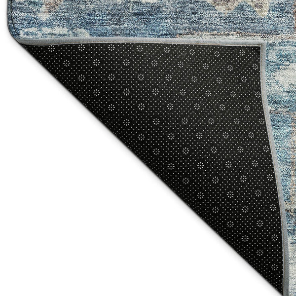 HomeRoots 9' X 12' Stylish Denim Blue and Ivory Medallion Area Rug - Durable, Washable for Indoor & Outdoor Use! 688643
