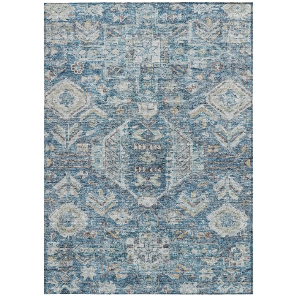 HomeRoots 10' Denim Blue and Ivory Medallion Area Rug - Washable, Durable for Indoor & Outdoor Spaces! 688644