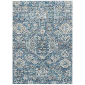 HomeRoots 10' Denim Blue and Ivory Medallion Area Rug - Washable, Durable for Indoor & Outdoor Spaces! 688644