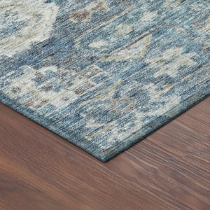 HomeRoots 10' Denim Blue and Ivory Medallion Area Rug - Washable, Durable for Indoor & Outdoor Spaces! 688644