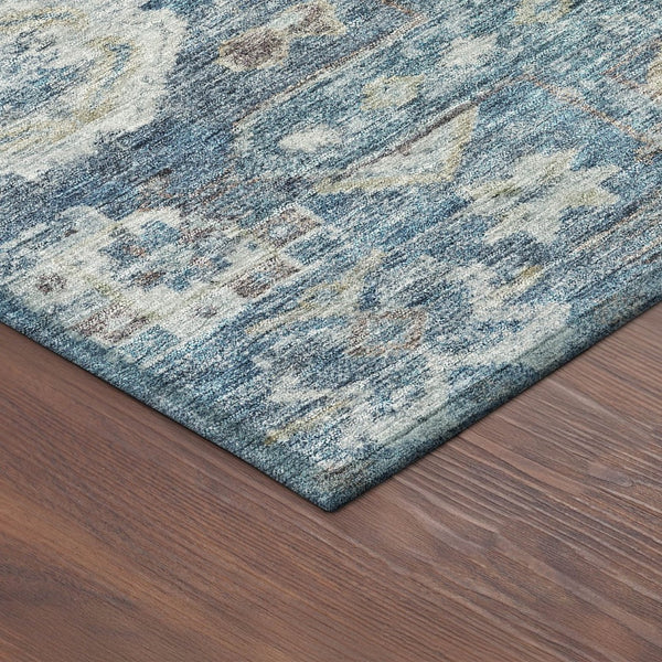 HomeRoots 10' Denim Blue and Ivory Medallion Area Rug - Washable, Durable for Indoor & Outdoor Spaces! 688644