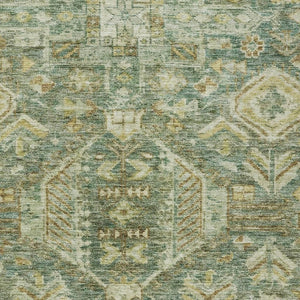 HomeRoots 5' X 8' Fern Green Gold Medallion Rug - Washable, Durable, Stylish for Indoor & Outdoor Spaces 688646