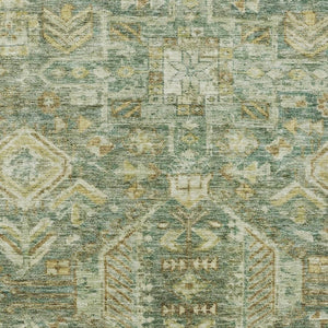 HomeRoots 8' X 10' Fern Green & Gold Medallion Indoor/Outdoor Rug - Washable, Durable, Stylish for Any Space 688648