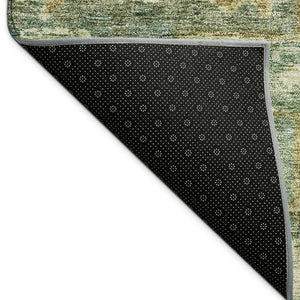 HomeRoots 10' Elegant Fern Green & Gold Medallion Washable Area Rug for Indoor & Outdoor High-Traffic Spaces 688650