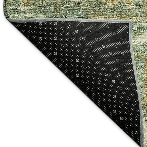 HomeRoots 10' Elegant Fern Green & Gold Medallion Washable Area Rug for Indoor & Outdoor High-Traffic Spaces 688650