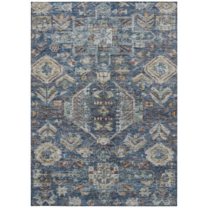 HomeRoots 9' X 12' Navy Blue Medallion Area Rug – Stylish, Washable, Indoor/Outdoor, Stain-Resistant & Versatile 688655