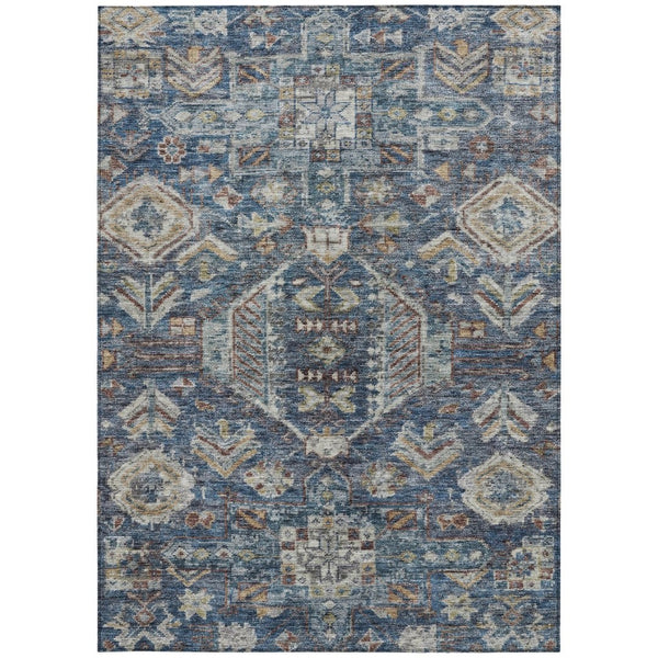 HomeRoots 9' X 12' Navy Blue Medallion Area Rug – Stylish, Washable, Indoor/Outdoor, Stain-Resistant & Versatile 688655