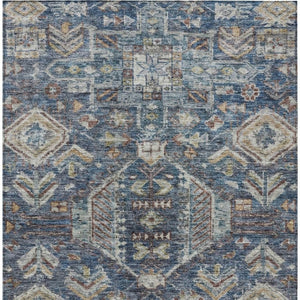 HomeRoots 10' Navy Blue Ivory Beige Medallion Area Rug - Washable, Durable for Indoor & Outdoor Use, Easy Care 688656