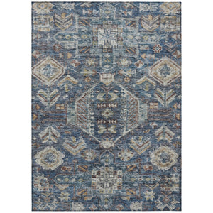 HomeRoots 10' Navy Blue Ivory Beige Medallion Area Rug - Washable, Durable for Indoor & Outdoor Use, Easy Care 688656